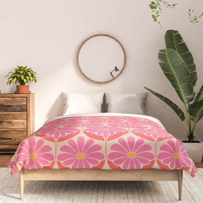 Flower Power - Pink and Red  Comforter Gallery Image 3