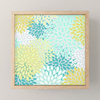 Floral Prints, Teal, Turquoise and Yellow Mini Art Print Gallery Image 1