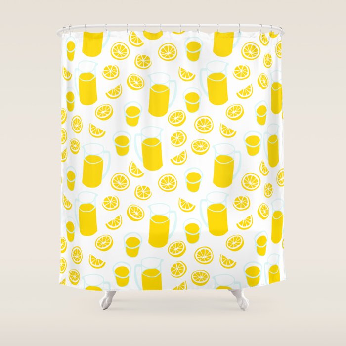 Fresh lemonade fruit drink cartoon pattern Shower Curtain Gallery Image 1