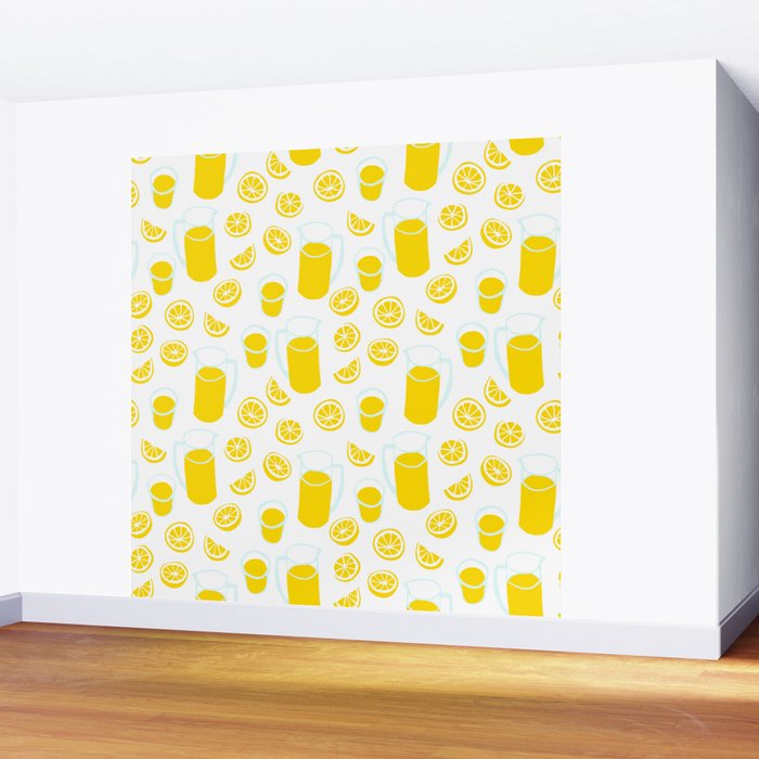 Fresh lemonade fruit drink cartoon pattern Wall Mural Gallery Image 2