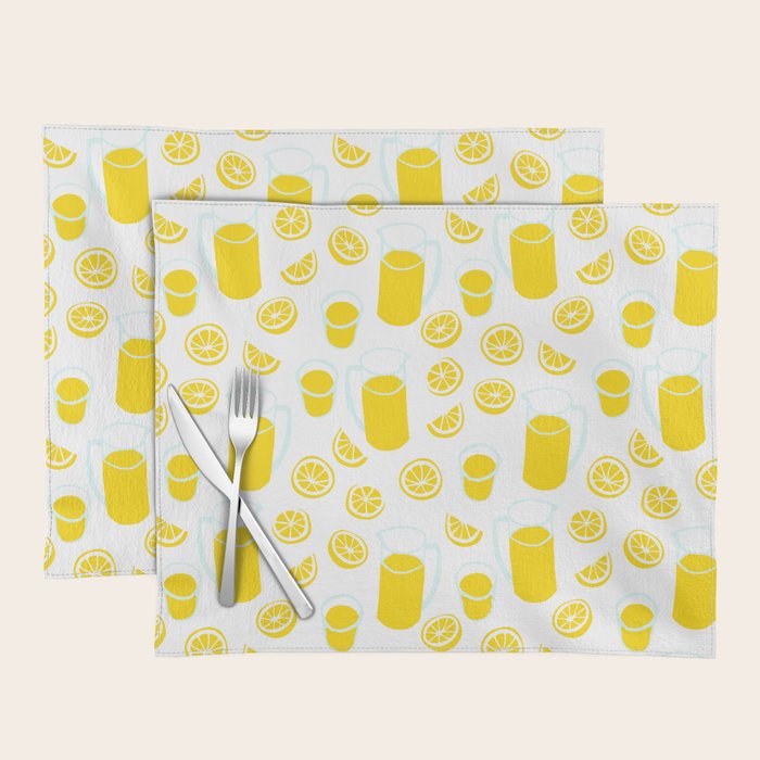 Fresh lemonade fruit drink cartoon pattern Placemat Gallery Image 1