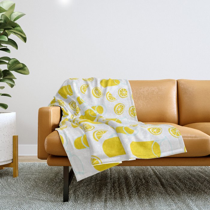 Fresh lemonade fruit drink cartoon pattern Throw Blanket Gallery Image 1