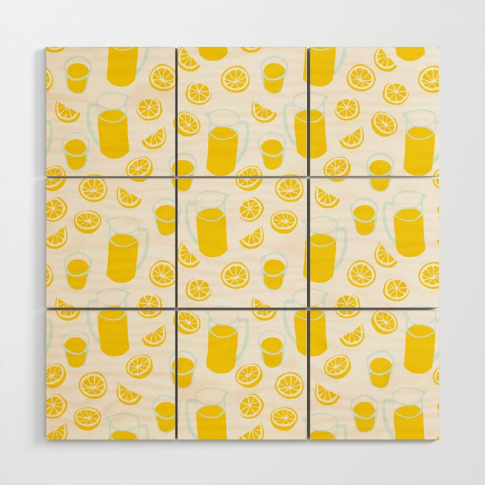 Fresh lemonade fruit drink cartoon pattern Wood Wall Art Gallery Image 1