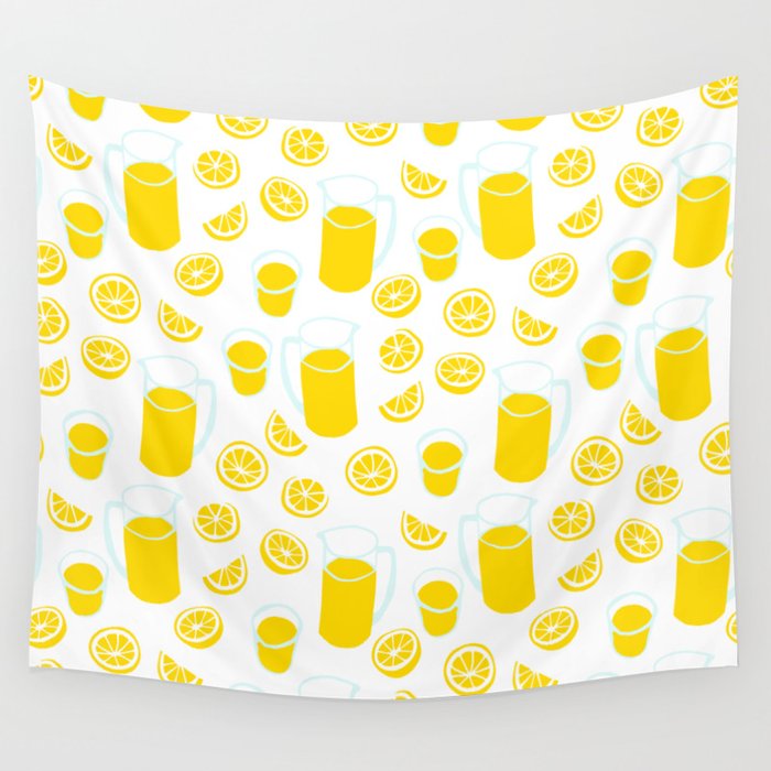 Fresh lemonade fruit drink cartoon pattern Wall Tapestry Gallery Image 4