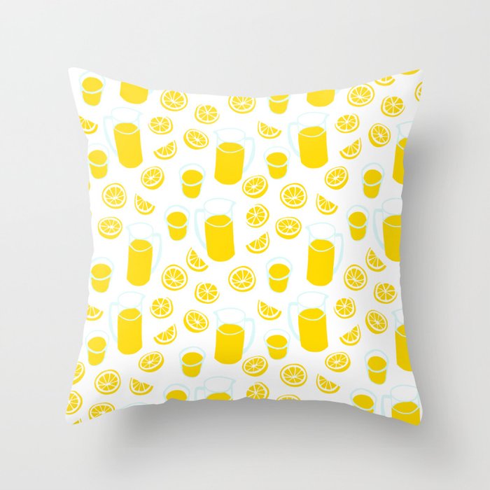 Fresh lemonade fruit drink cartoon pattern Throw Pillow Gallery Image 6