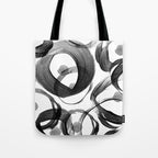 Modern abstract black white hand painted brushstrokes Tote Bag Gallery Image 1