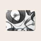 Modern abstract black white hand painted brushstrokes Bath Mat Gallery Image 1