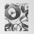 Modern abstract black white hand painted brushstrokes Throw Blanket Gallery Image 2