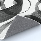 Modern abstract black white hand painted brushstrokes Rug Gallery Image 4