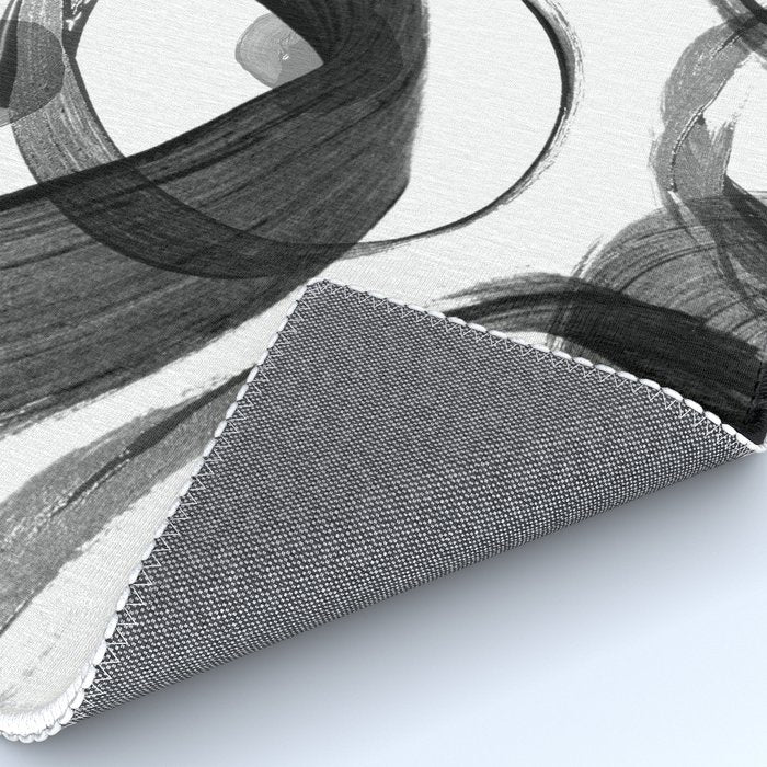 Modern abstract black white hand painted brushstrokes Rug Gallery Image 4