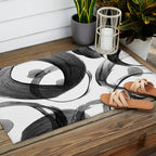 Modern abstract black white hand painted brushstrokes Outdoor Rug Gallery Image 2