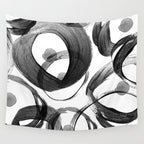 Modern abstract black white hand painted brushstrokes Wall Tapestry Gallery Image 4