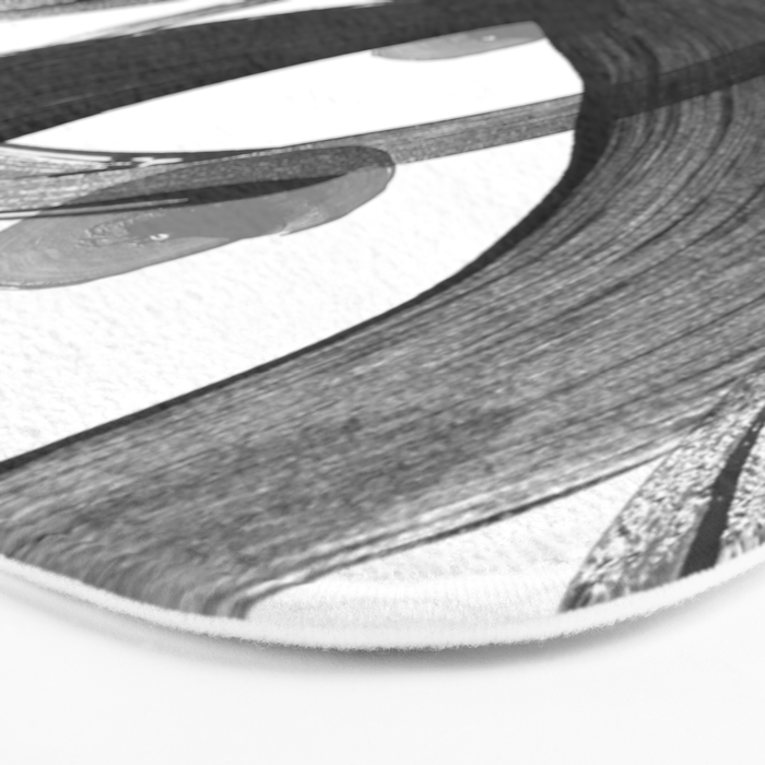 Modern abstract black white hand painted brushstrokes Bath Mat Gallery Image 3
