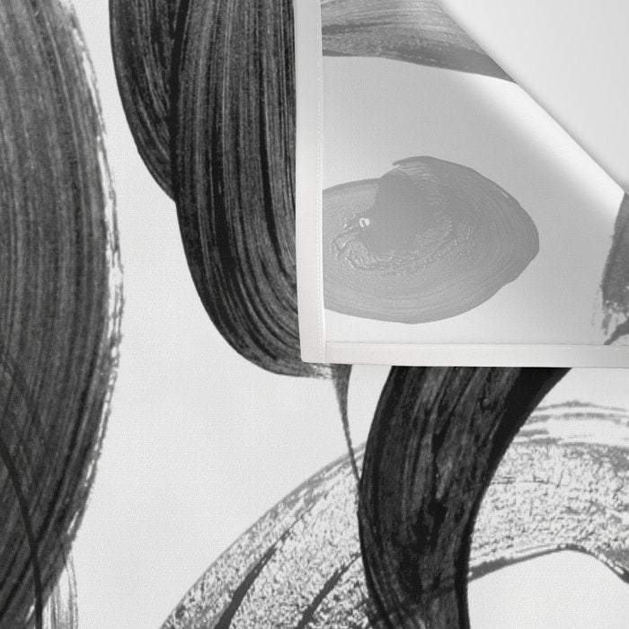 Modern abstract black white hand painted brushstrokes Wall Tapestry Gallery Image 3