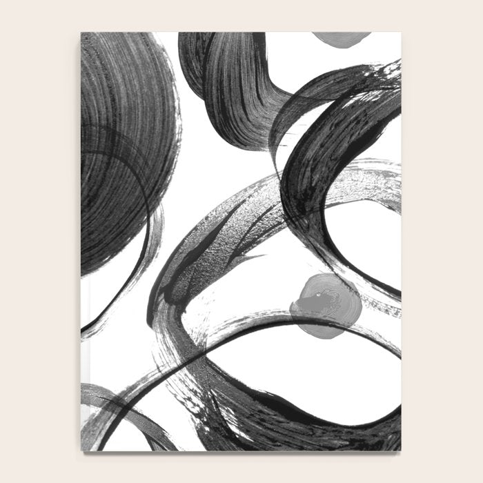 Modern abstract black white hand painted brushstrokes Notebook Gallery Image 4