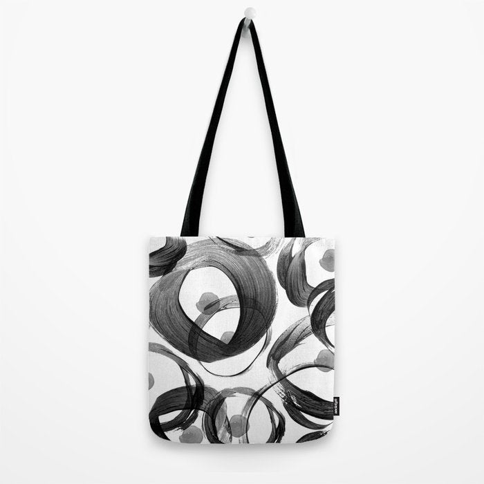 Modern abstract black white hand painted brushstrokes Tote Bag Gallery Image 2