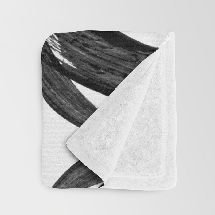 Modern abstract black white hand painted brushstrokes Throw Blanket Gallery Image 3