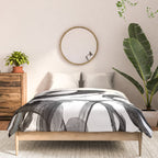Modern abstract black white hand painted brushstrokes Comforter Gallery Image 3