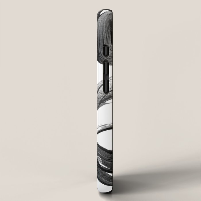 Modern abstract black white hand painted brushstrokes iPhone Case Gallery Image 2