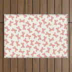 Pink Stripe Bow Ribbon Outdoor Rug Gallery Image 1