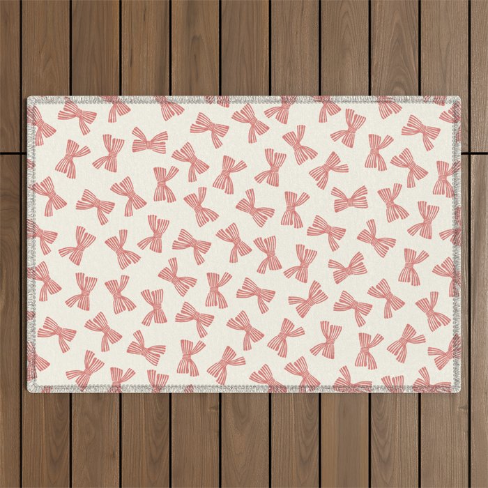 Pink Stripe Bow Ribbon Outdoor Rug Gallery Image 1