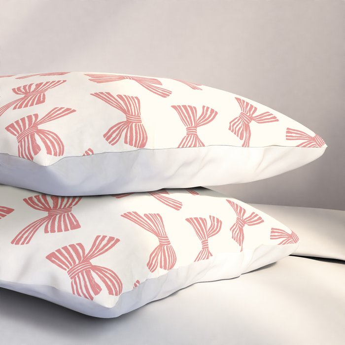 Pink Stripe Bow Ribbon Pillow Sham Gallery Image 3