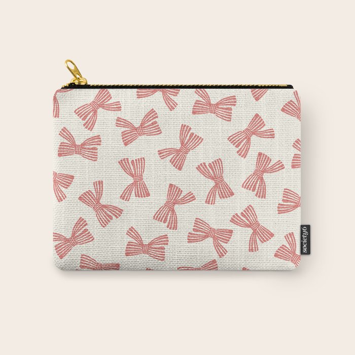 Pink Stripe Bow Ribbon Carry All Pouch Gallery Image 1