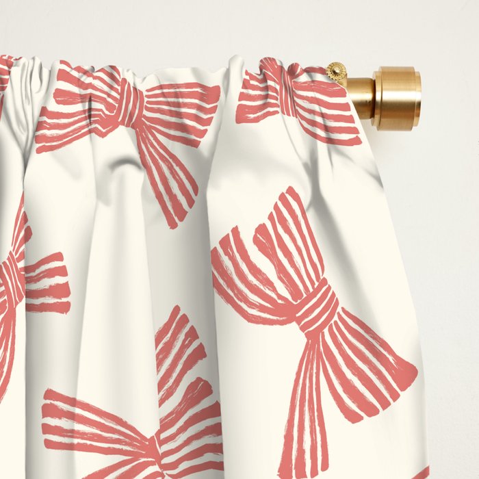 Pink Stripe Bow Ribbon Window Curtain Gallery Image 2