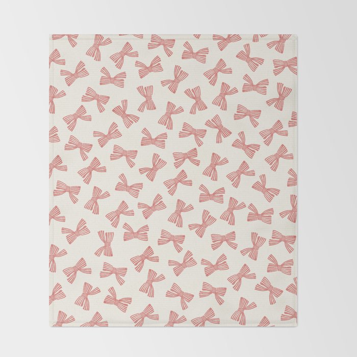 Pink Stripe Bow Ribbon Throw Blanket Gallery Image 2