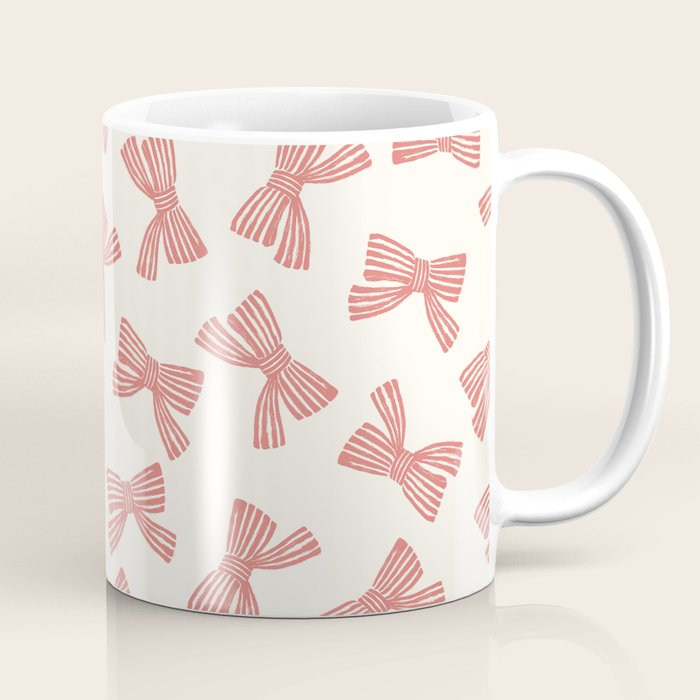 Pink Stripe Bow Ribbon Coffee Mug Gallery Image 1