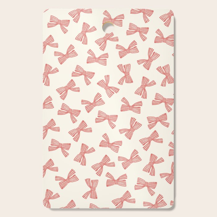 Pink Stripe Bow Ribbon Cutting Board Gallery Image 1