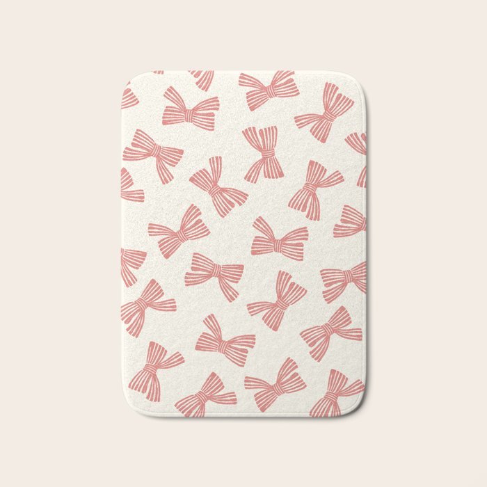 Pink Stripe Bow Ribbon Bath Mat Gallery Image 1