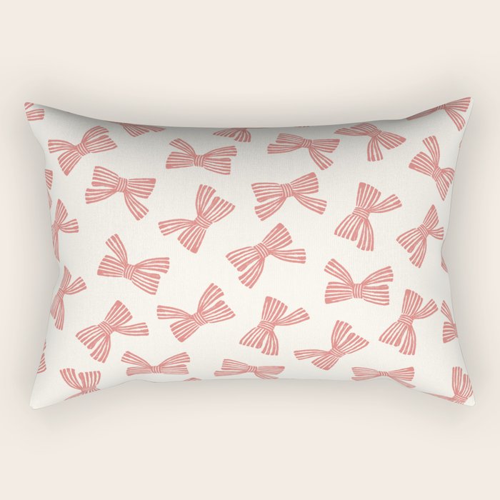 Pink Stripe Bow Ribbon Rectangular Pillow Gallery Image 1