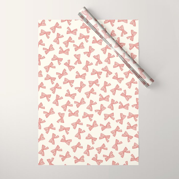 Pink Stripe Bow Ribbon Wrapping Paper Gallery Image 1