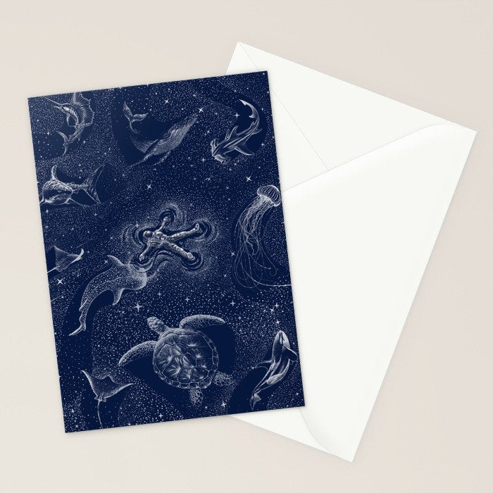 Cosmic Ocean with astronaut Stationery Card Gallery Image 2