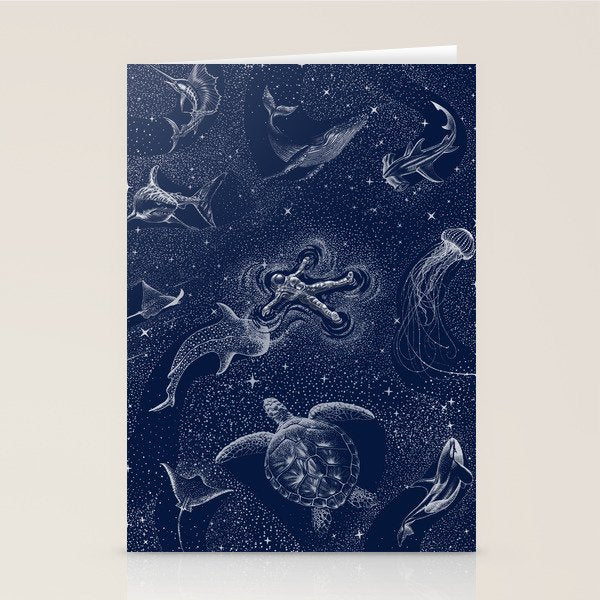 Cosmic Ocean with astronaut Stationery Card Gallery Image 2