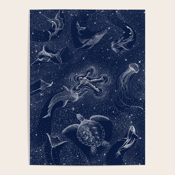 Cosmic Ocean with astronaut Poster Gallery Image 1