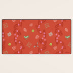 Whimsical Tiny Toys & Pine Branches in Red Desk Mat Gallery Image 3
