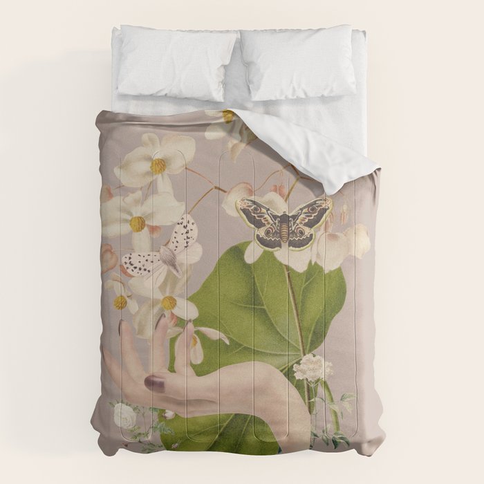 Minimal Collage/ Hand, Plants and Butterflies 8 Comforter Gallery Image 6