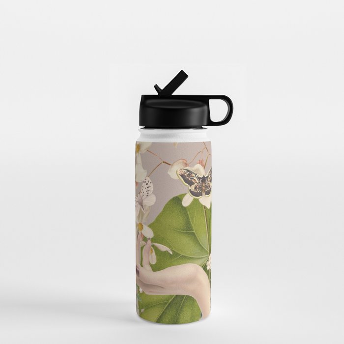 Minimal Collage/ Hand, Plants and Butterflies 8 Water Bottle Gallery Image 1