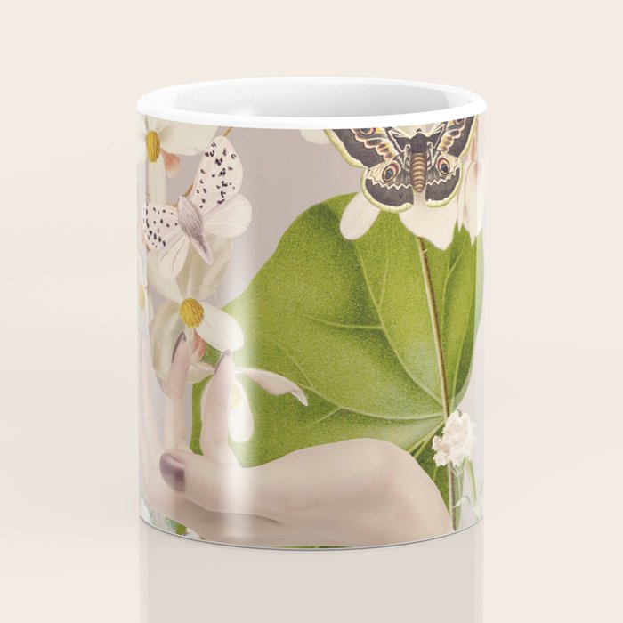 Minimal Collage/ Hand, Plants and Butterflies 8 Coffee Mug Gallery Image 4