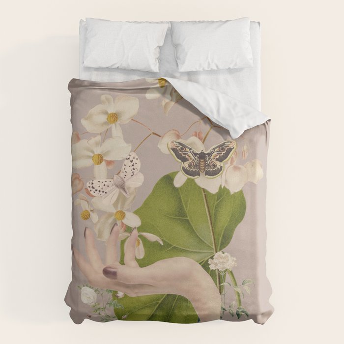 Minimal Collage/ Hand, Plants and Butterflies 8 Duvet Cover Gallery Image 6