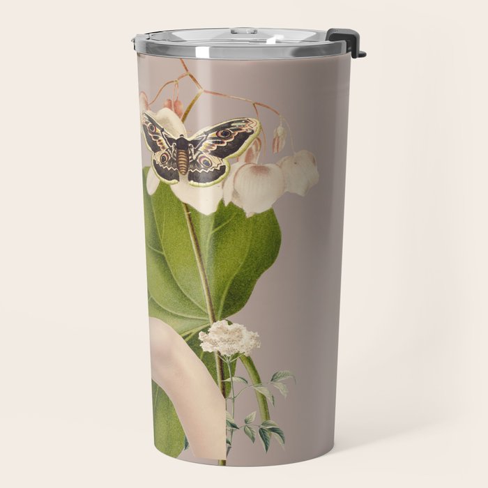 Minimal Collage/ Hand, Plants and Butterflies 8 Travel Mug Gallery Image 2
