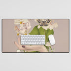 Minimal Collage/ Hand, Plants and Butterflies 8 Desk Mat Gallery Image 1