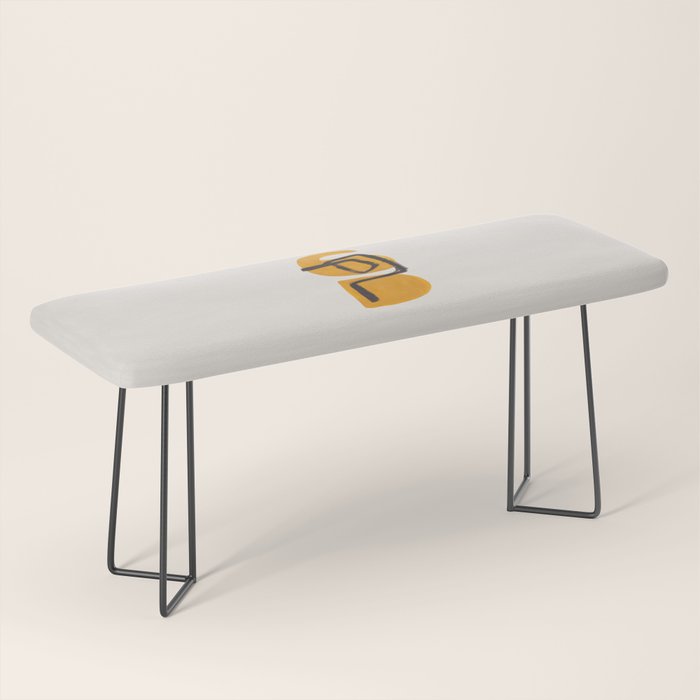 Funky Strange Mid Century Modern Minimalist Art Yellow Black Abstract Pattern by Ejaaz Haniff Bench Gallery Image 1