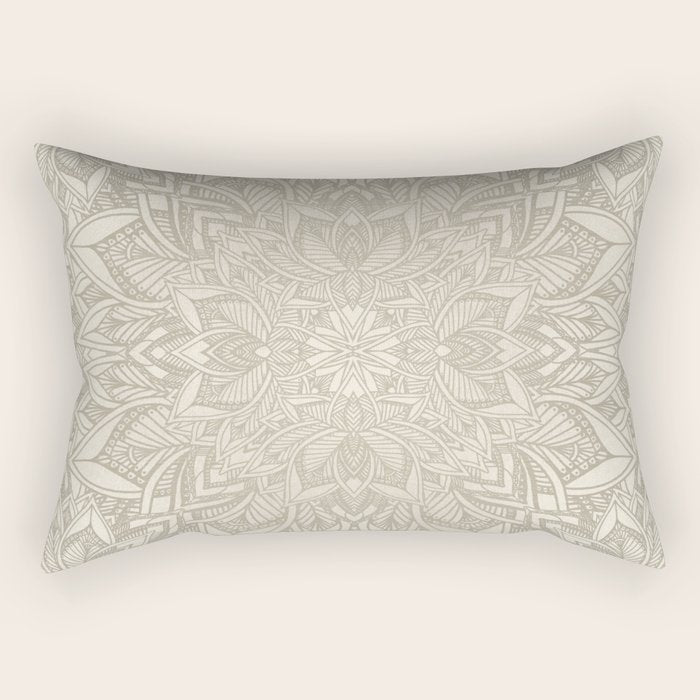 Elegant art deco mandala sacred geometry soft gold Rectangular Pillow Gallery Image 1