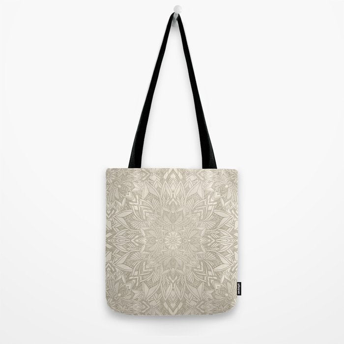 Elegant art deco mandala sacred geometry soft gold Tote Bag Gallery Image 2