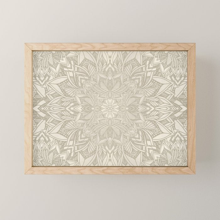 Elegant art deco mandala sacred geometry soft gold Mini Art Print Gallery Image 1