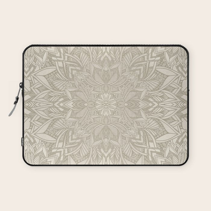 Elegant art deco mandala sacred geometry soft gold Laptop Sleeve Gallery Image 1