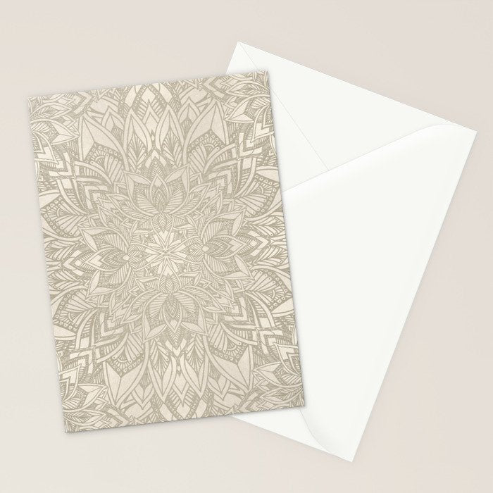 Elegant art deco mandala sacred geometry soft gold Stationery Card Gallery Image 2